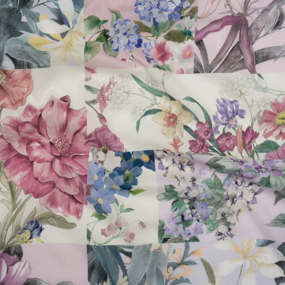 Crinkled Cotton Gauzy Woven - Mauve, Lilac and Muted Green Floral Patchwork - Mood Exclusive Whispering Wind Print Crinkled Cotton Gauzy Woven - Mauve, Lilac and Muted Green Floral Patchwork - Mood Exclusive Whispering Wind Print