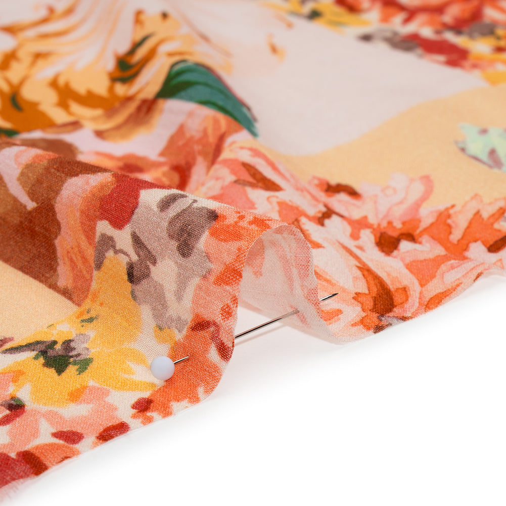 Crinkled Cotton Gauzy Woven - Orange, Peach and Sunny Yellow FLoral Patchwork - Mood Exclusive Sunset Sonata Print Crinkled Cotton Gauzy Woven - Orange, Peach and Sunny Yellow FLoral Patchwork - Mood Exclusive Sunset Sonata Print