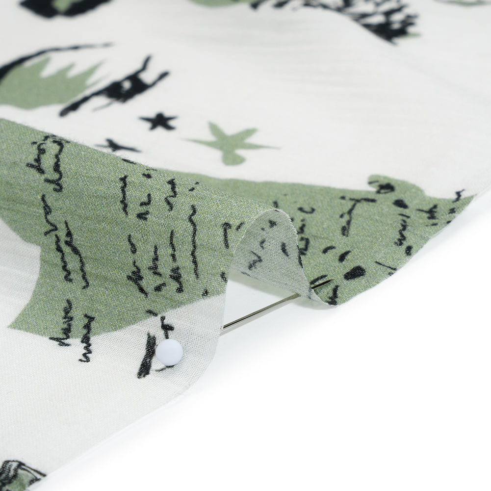 Crinkled Cotton Gauzy Woven - Sage Green, Black and White Miscellaneous Objects - Mood Exclusive Curated Curiosities Print - Detail Crinkled Cotton Gauzy Woven - Sage Green, Black and White Miscellaneous Objects - Mood Exclusive Curated Curiosities Print - Detail