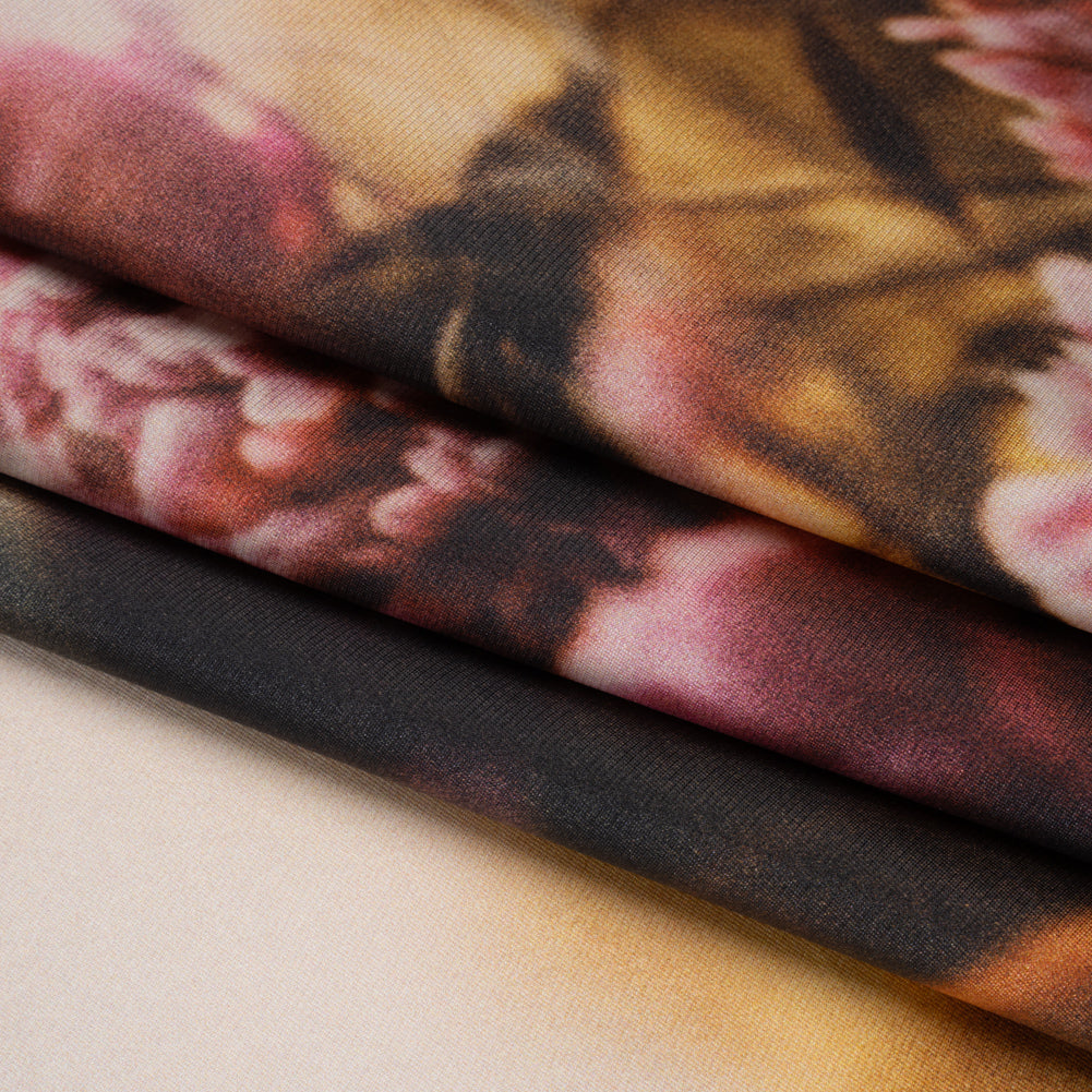 Polyester Mikado - Pink, Black and Golden Brown Hazy Carnations - Mood Exclusive Carnation Close-Up Print Detail Polyester Mikado - Pink, Black and Golden Brown Hazy Carnations - Mood Exclusive Carnation Close-Up Print Detail