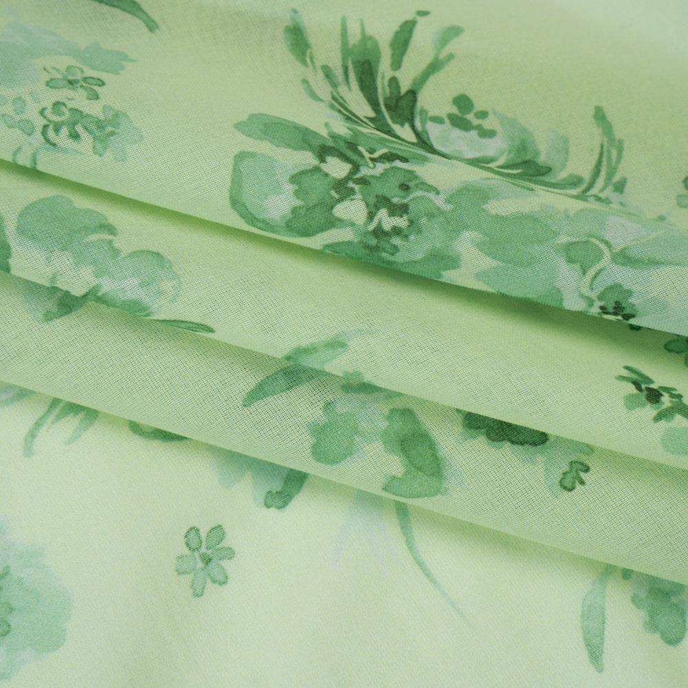 Cotton Voile - Mint and Green Floral- Mood Exclusive Watercolor Wilds Print Cotton Voile - Mint and Green Floral- Mood Exclusive Watercolor Wilds Print