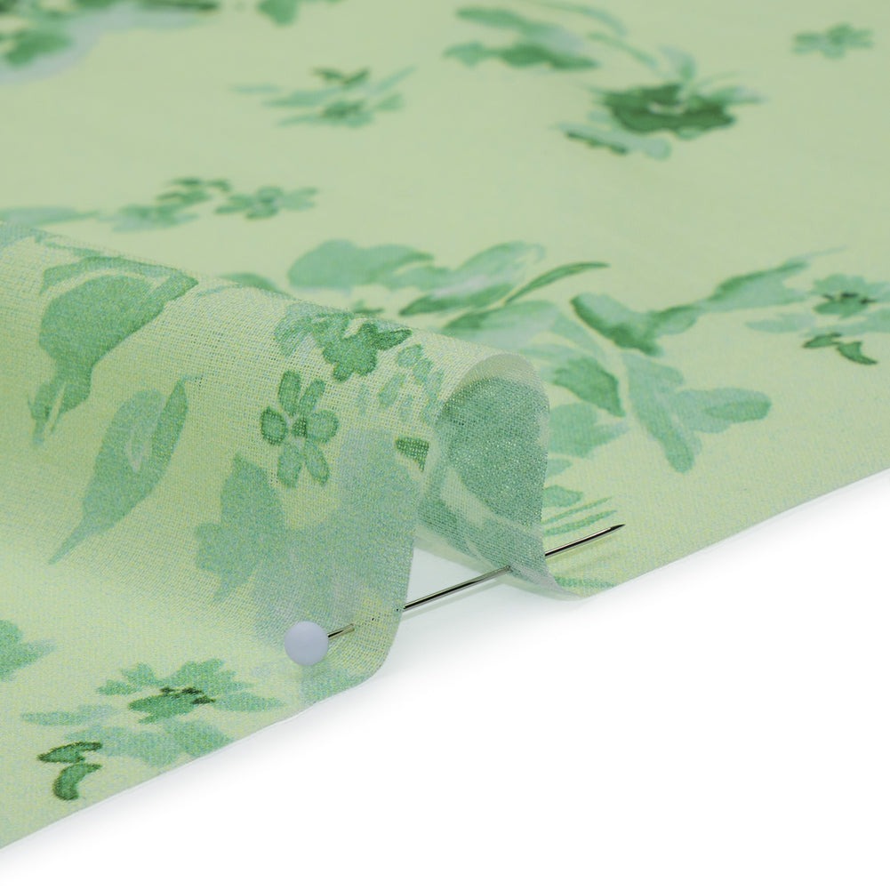 Cotton Voile - Mint and Green Floral- Mood Exclusive Watercolor Wilds Print Cotton Voile - Mint and Green Floral- Mood Exclusive Watercolor Wilds Print