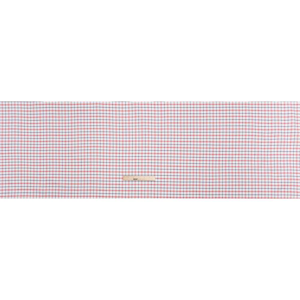 Pima Cotton Oxford Shirting - Red, Navy and White Plaid - Deadstock - Full Pima Cotton Oxford Shirting - Red, Navy and White Plaid - Deadstock - Full