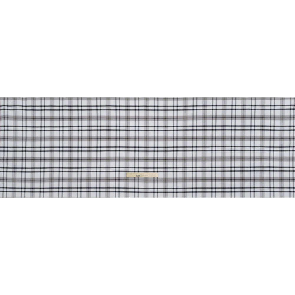 Cotton Oxford Shirting - Dark Navy, Gray and White Plaid - Deadstock - Full Cotton Oxford Shirting - Dark Navy, Gray and White Plaid - Deadstock - Full