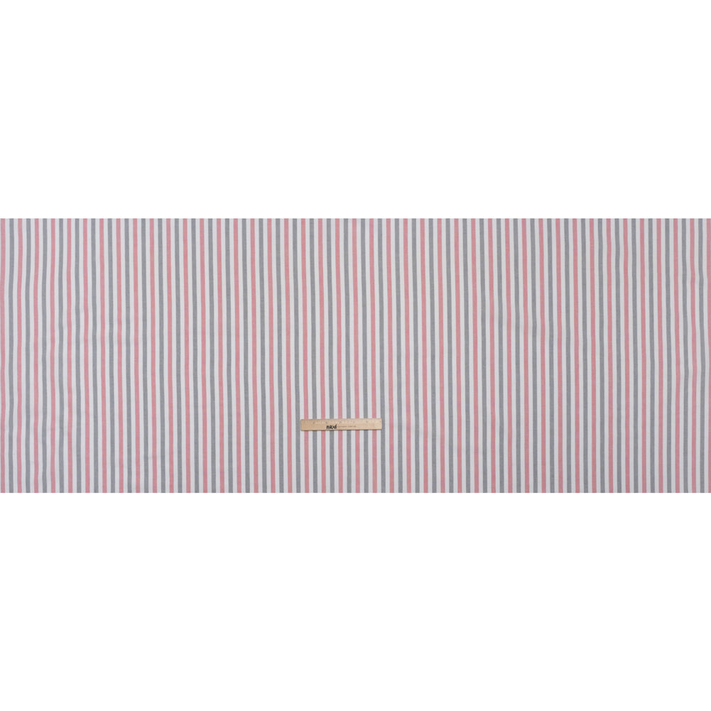 Cotton Oxford Shirting - Black, Red and White Stripes - Deadstock Cotton Oxford Shirting - Black, Red and White Stripes - Deadstock