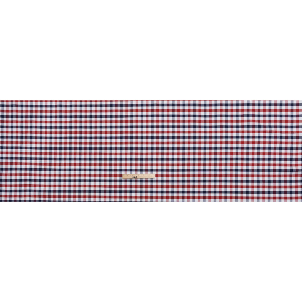 Cotton Oxford Shirting - Red, White and Blue Tattersall Checks - Deadstock - Full Cotton Oxford Shirting - Red, White and Blue Tattersall Checks - Deadstock - Full