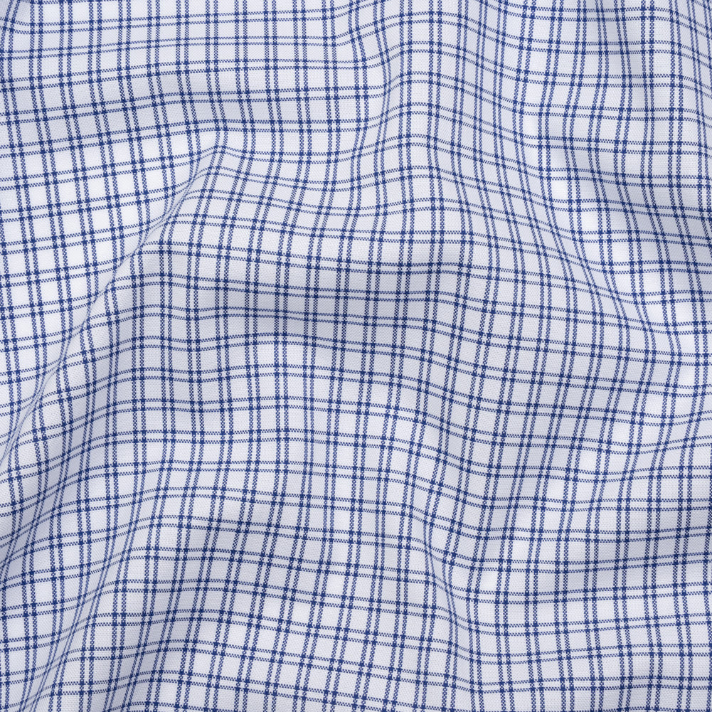 Cotton Oxford Shirting - Bright Blue and White Checks - Deadstock Cotton Oxford Shirting - Bright Blue and White Checks - Deadstock