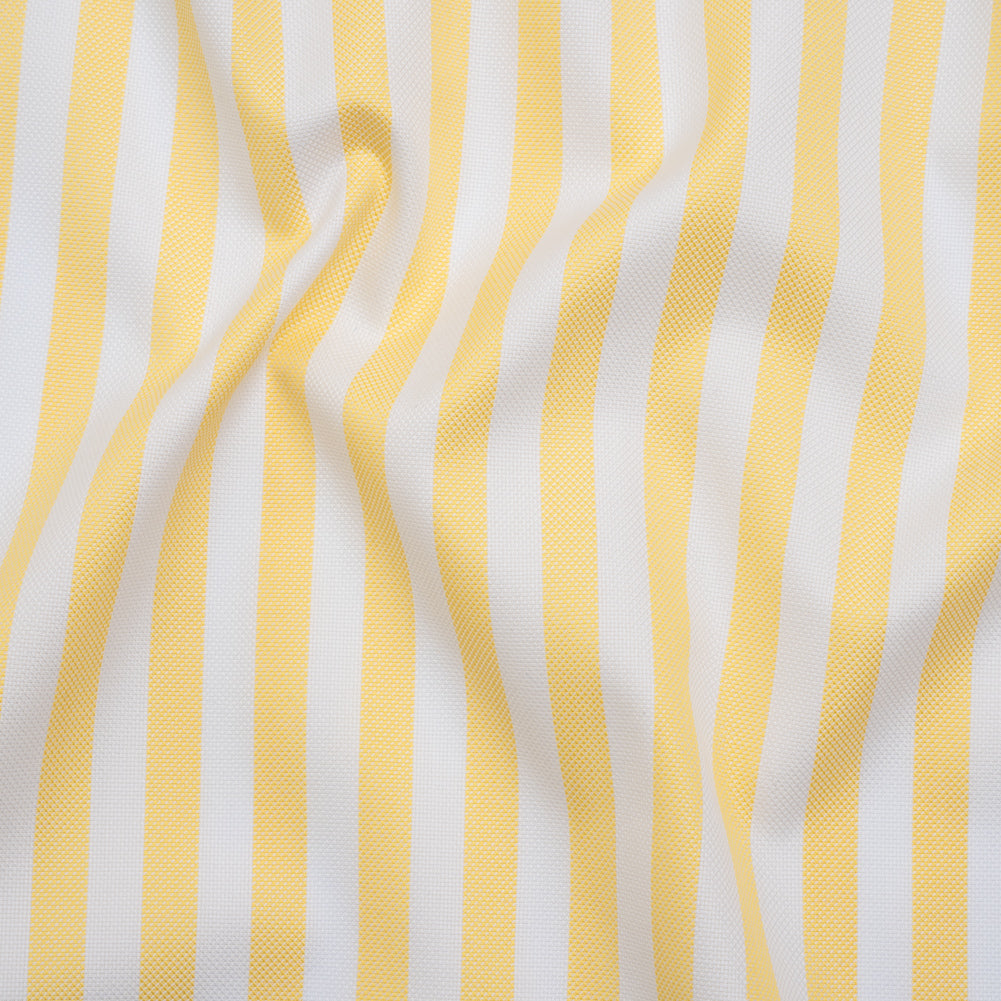Cotton Oxford Shirting - Sunny Yellow and White Stripes - Designer Deadstock Cotton Oxford Shirting - Sunny Yellow and White Stripes - Designer Deadstock