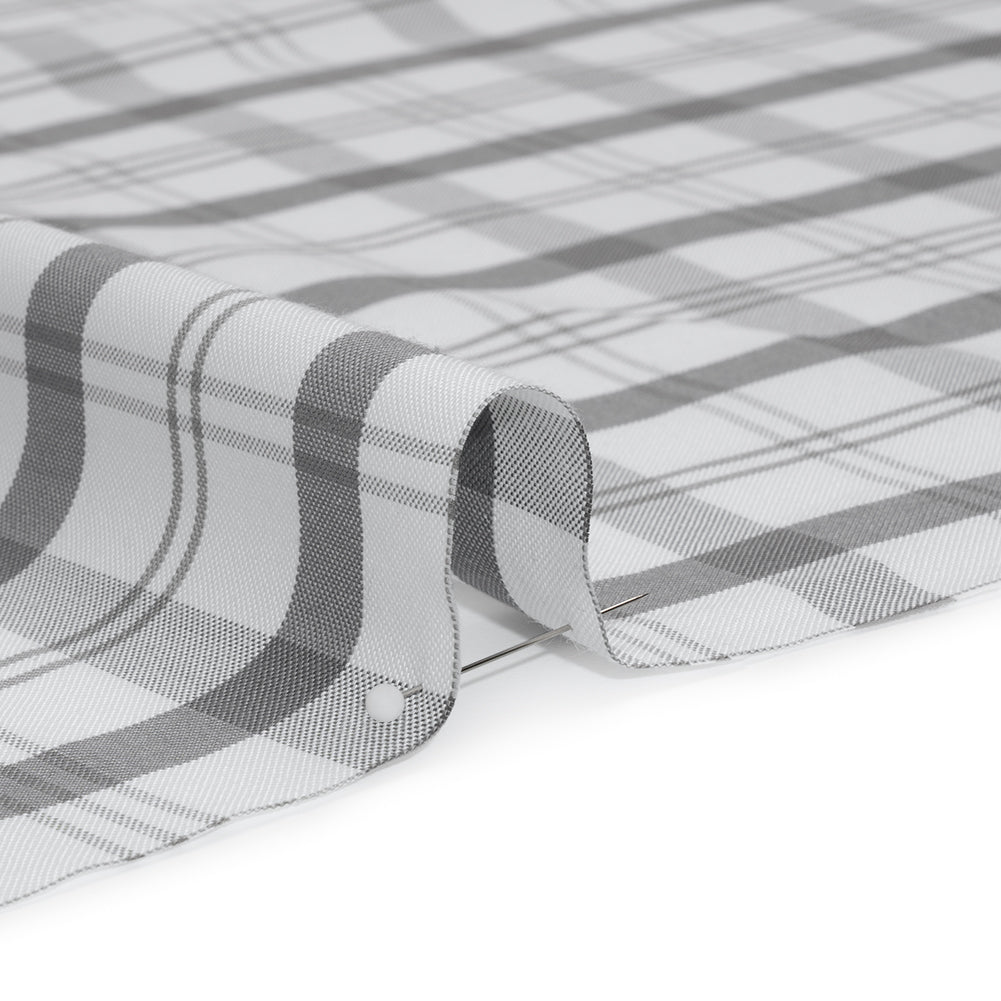 Cotton Oxford Shirting - Gray and White Check Plaid - Deadstock Cotton Oxford Shirting - Gray and White Check Plaid - Deadstock