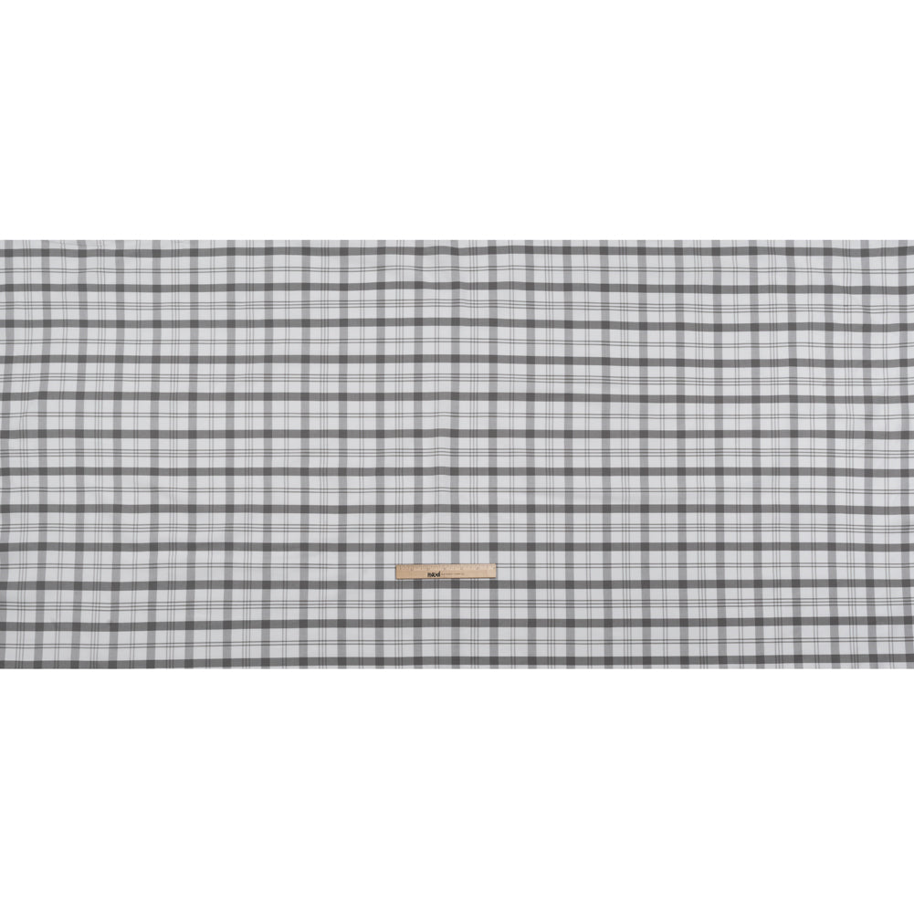 Cotton Oxford Shirting - Gray and White Check Plaid - Deadstock Cotton Oxford Shirting - Gray and White Check Plaid - Deadstock