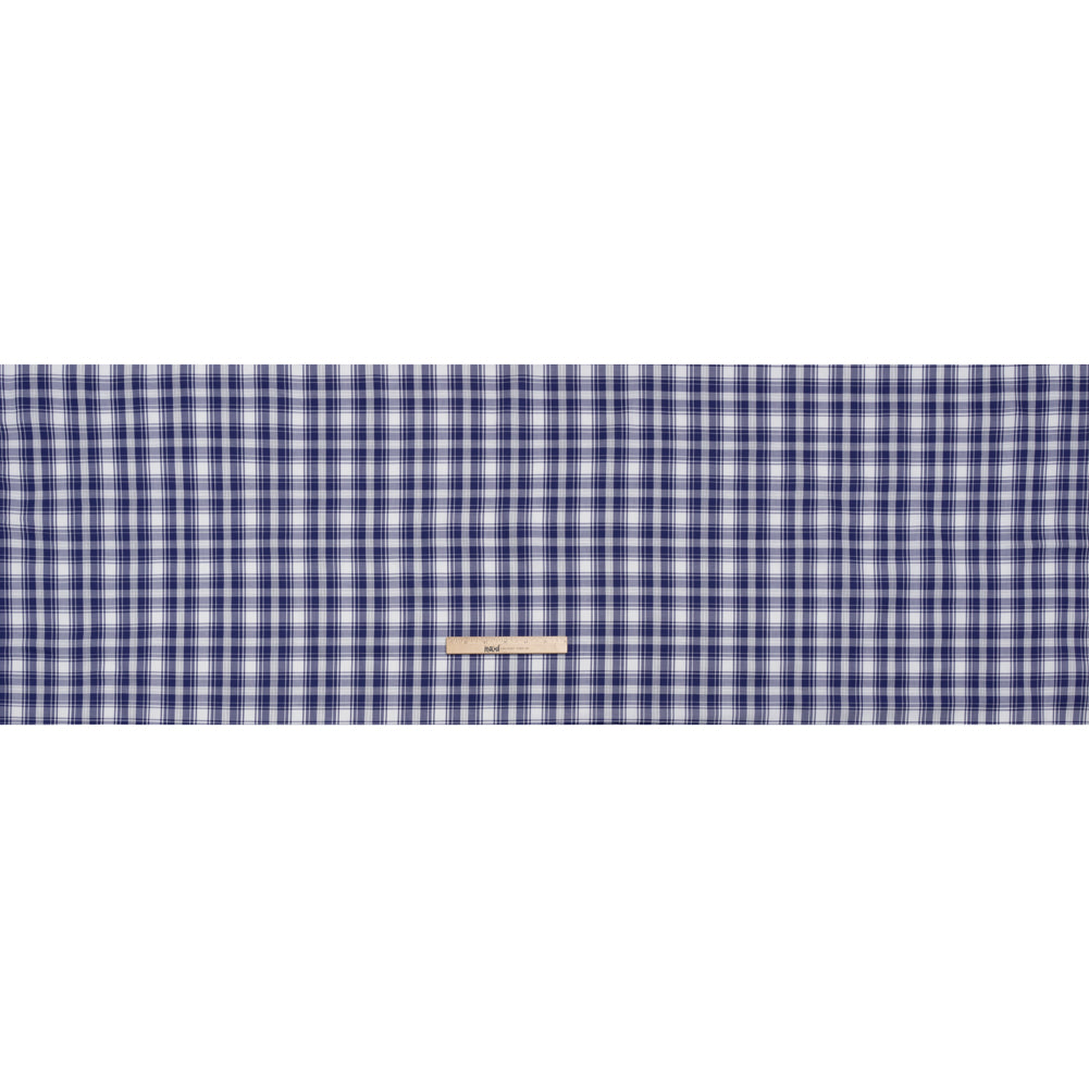 Cotton Twill Shirting - Cobalt Blue and White Plaid - Deadstock Cotton Twill Shirting - Cobalt Blue and White Plaid - Deadstock