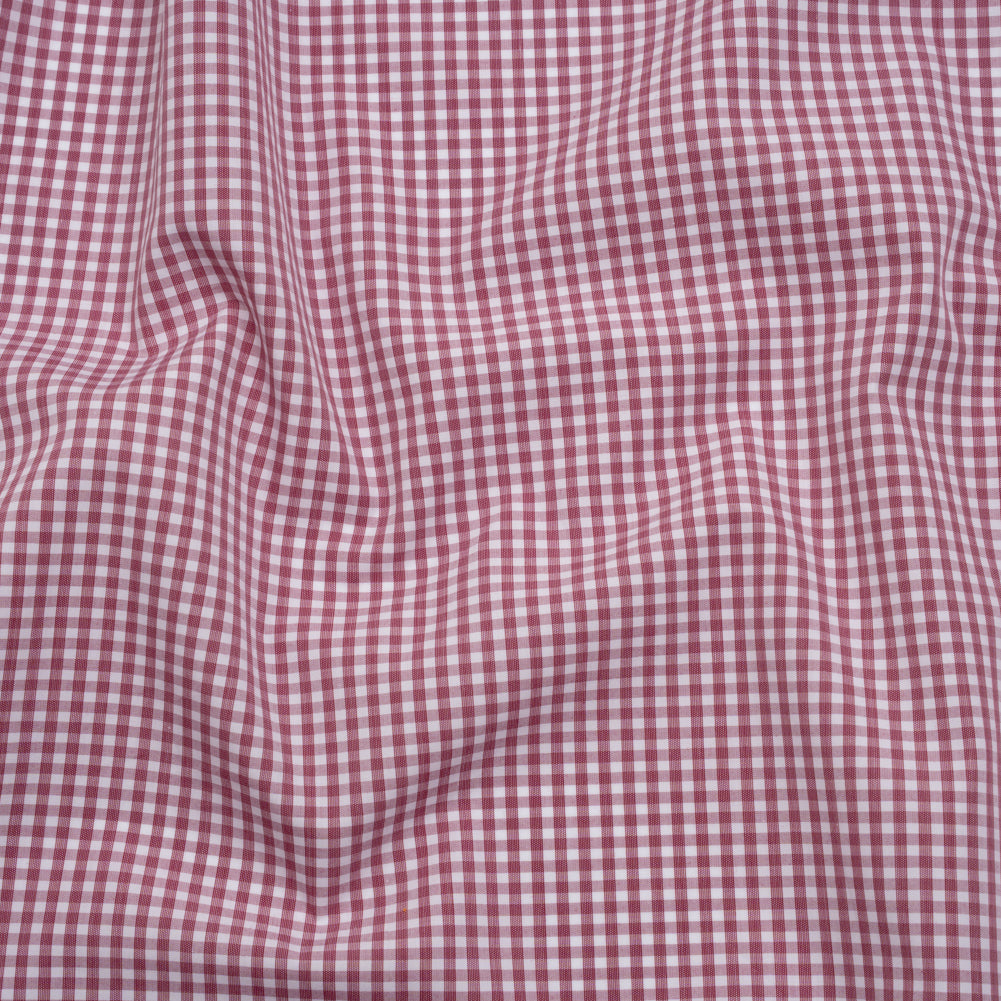 Cotton Shirting - Mulberry Pink and White Gingham Check - Deadstock Cotton Shirting - Mulberry Pink and White Gingham Check - Deadstock