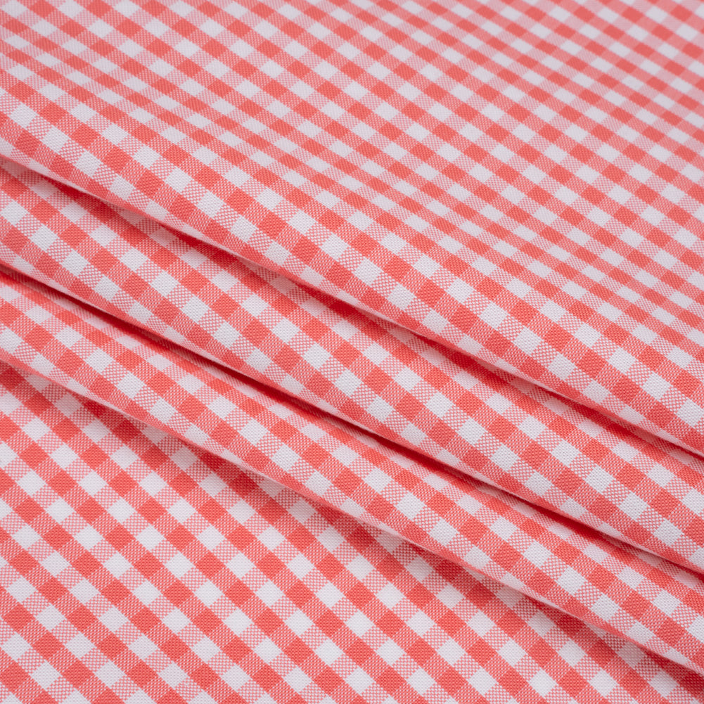Cotton Oxford Shirting - Bubblegum Pink and White Gingham Checks - Deadstock Cotton Oxford Shirting - Bubblegum Pink and White Gingham Checks - Deadstock