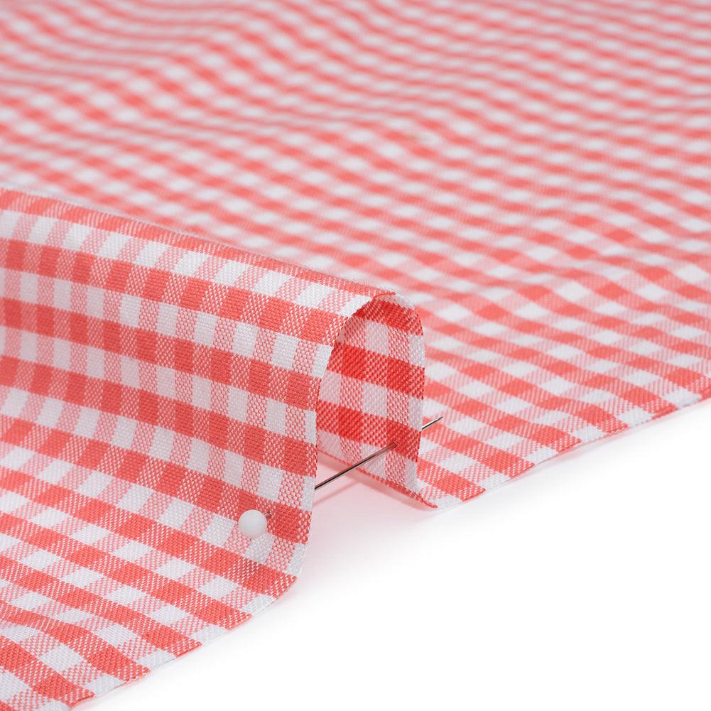 Cotton Oxford Shirting - Bubblegum Pink and White Gingham Checks - Deadstock Cotton Oxford Shirting - Bubblegum Pink and White Gingham Checks - Deadstock
