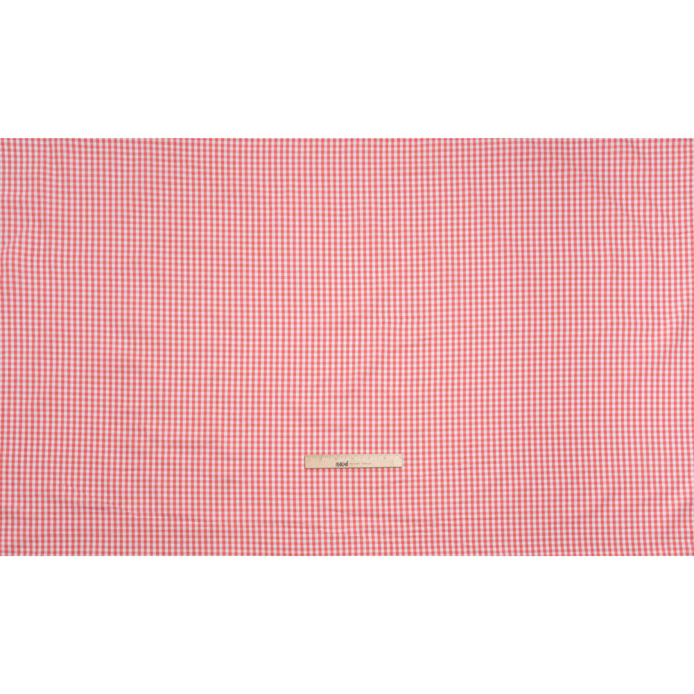 Cotton Oxford Shirting - Bubblegum Pink and White Gingham Checks - Deadstock Cotton Oxford Shirting - Bubblegum Pink and White Gingham Checks - Deadstock