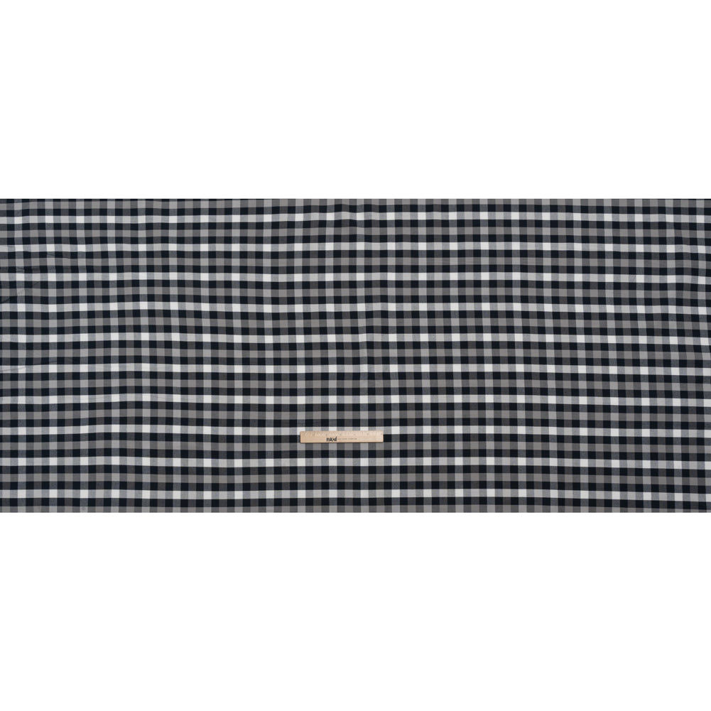 Cotton Oxford Shirting - Navy, Gray and White Checks - Deadstock Cotton Oxford Shirting - Navy, Gray and White Checks - Deadstock