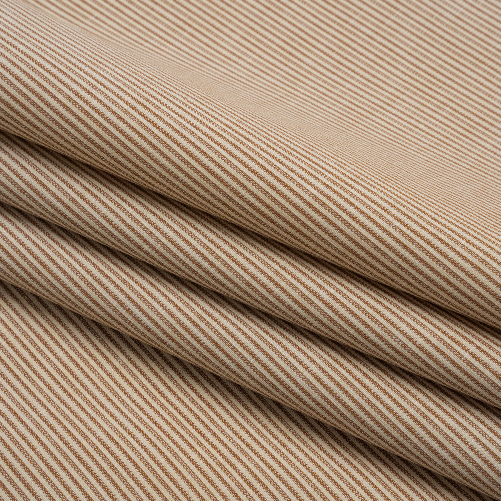 Cotton Top-Weight Woven - Cream and Tan Candy Stripes - Deadstock Cotton Top-Weight Woven - Cream and Tan Candy Stripes - Deadstock