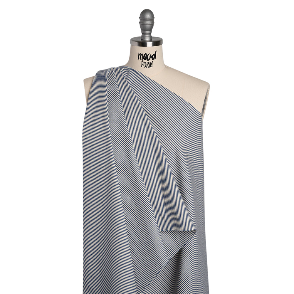 Cotton Woven - Off White and Blue Candy Stripes - Deadstock Cotton Woven - Off White and Blue Candy Stripes - Deadstock