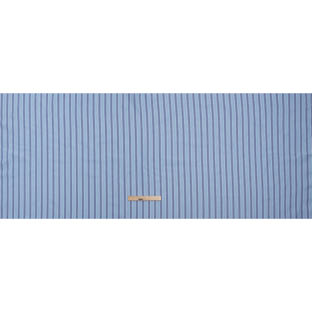 Cotton Poplin - Blue, Sky and White Stripes - Deadstock Cotton Poplin - Blue, Sky and White Stripes - Deadstock