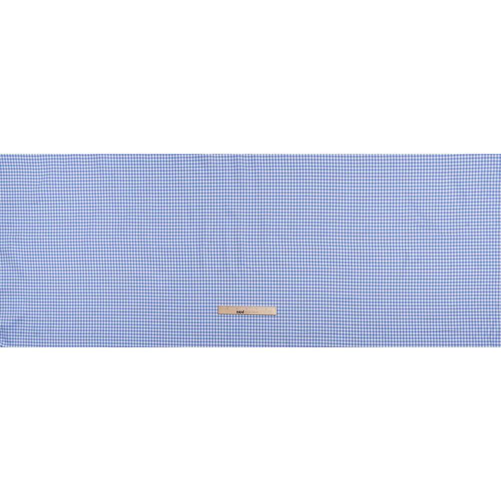 Cotton Twill Shirting - Country Blue and White Gingham Check - Deadstock Cotton Twill Shirting - Country Blue and White Gingham Check - Deadstock