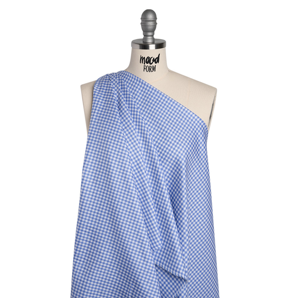 Cotton Twill Shirting - Country Blue and White Gingham Check - Deadstock Cotton Twill Shirting - Country Blue and White Gingham Check - Deadstock