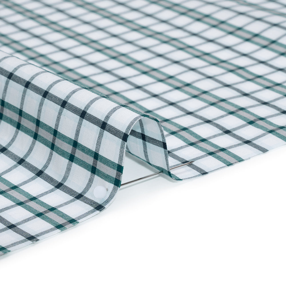Cotton Shirting - Green, Black and White Plaid - Deadstock - Detail Cotton Shirting - Green, Black and White Plaid - Deadstock - Detail