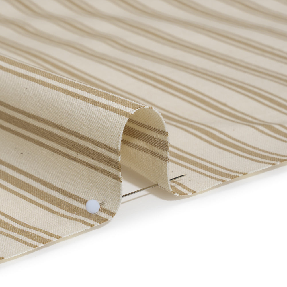 Cotton Twill - Beige and Ivory Ticking Stripes - Deadstock - Detail Cotton Twill - Beige and Ivory Ticking Stripes - Deadstock - Detail
