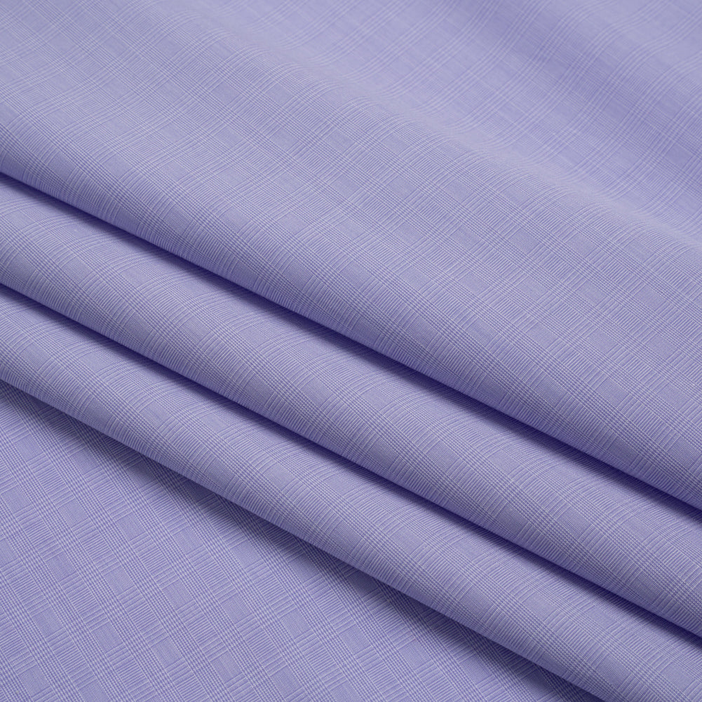 Cotton Shirting - Lilac and White Mini Glen Plaid Check - Deadstock - Folded Cotton Shirting - Lilac and White Mini Glen Plaid Check - Deadstock - Folded