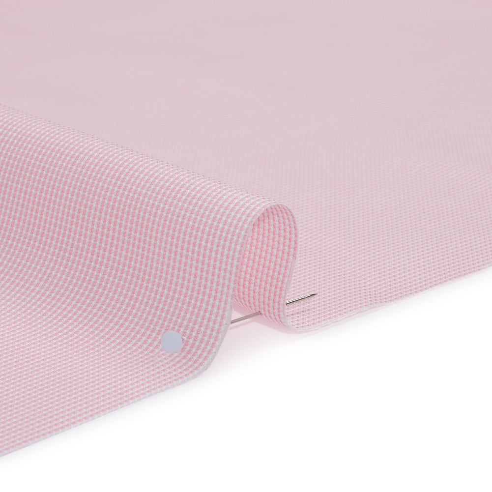 Cotton Oxford Shirting - Baby Pink and White Micro Checks - Deadstock Cotton Oxford Shirting - Baby Pink and White Micro Checks - Deadstock