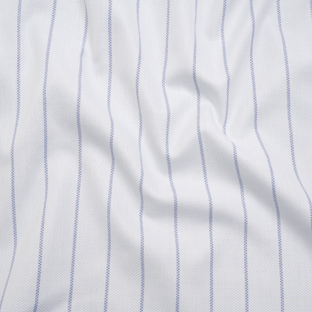 Cotton Birdseye Pique - White and Dark Blue Stripes - Deadstock Cotton Birdseye Pique - White and Dark Blue Stripes - Deadstock