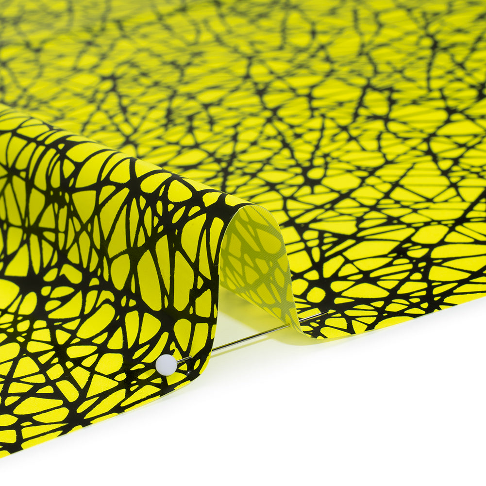 Printed Reflective Fabric - Fluorescent Yellow with Black Web Detail Printed Reflective Fabric - Fluorescent Yellow with Black Web Detail