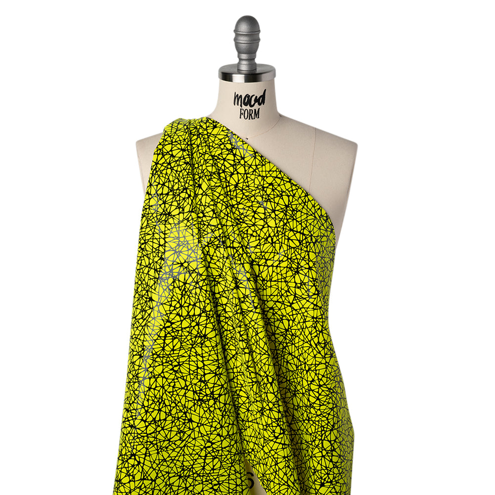 Printed Reflective Fabric - Fluorescent Yellow with Black Web Drape Printed Reflective Fabric - Fluorescent Yellow with Black Web Drape