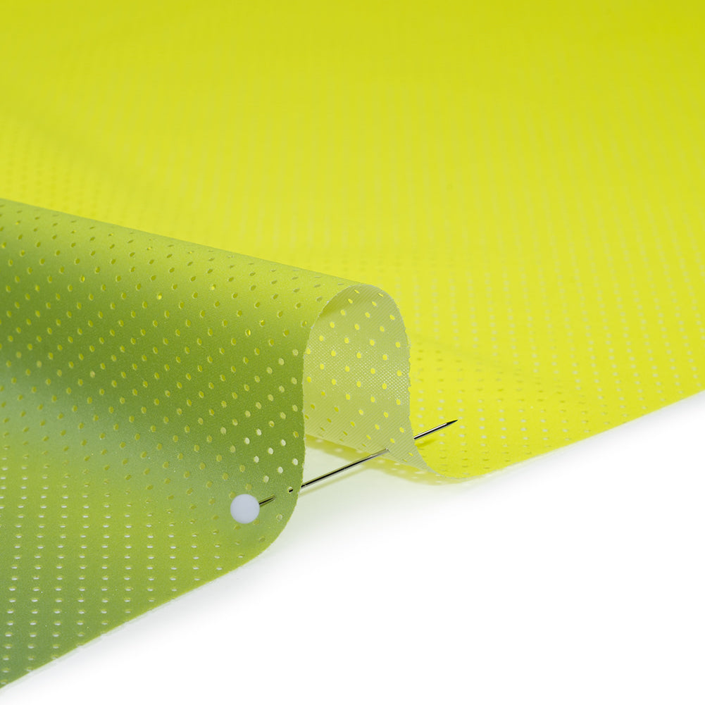 Perforated Reflective Fabric - Fluorescent Yellow and Silver Gray Ombre Perforated Reflective Fabric - Fluorescent Yellow and Silver Gray Ombre