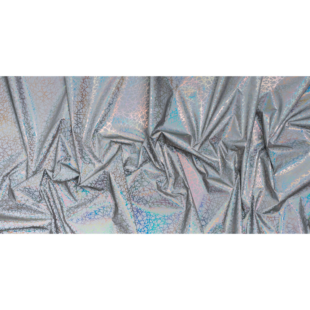 Foiled Reflective Fabric - Silver Gray with Rainbow Web Foiled Reflective Fabric - Silver Gray with Rainbow Web