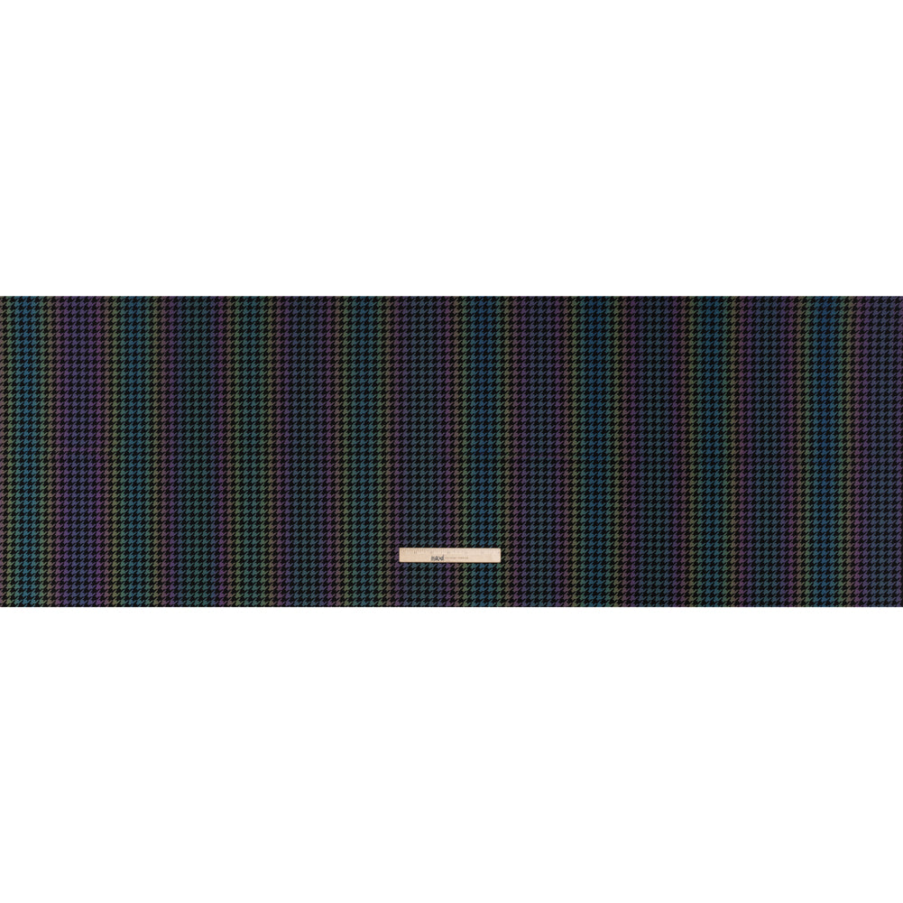 Reflective Print Spandex Knit with 4-Way Stretch - Rainbow and Black Houndstooth Reflective Print Spandex Knit with 4-Way Stretch - Rainbow and Black Houndstooth