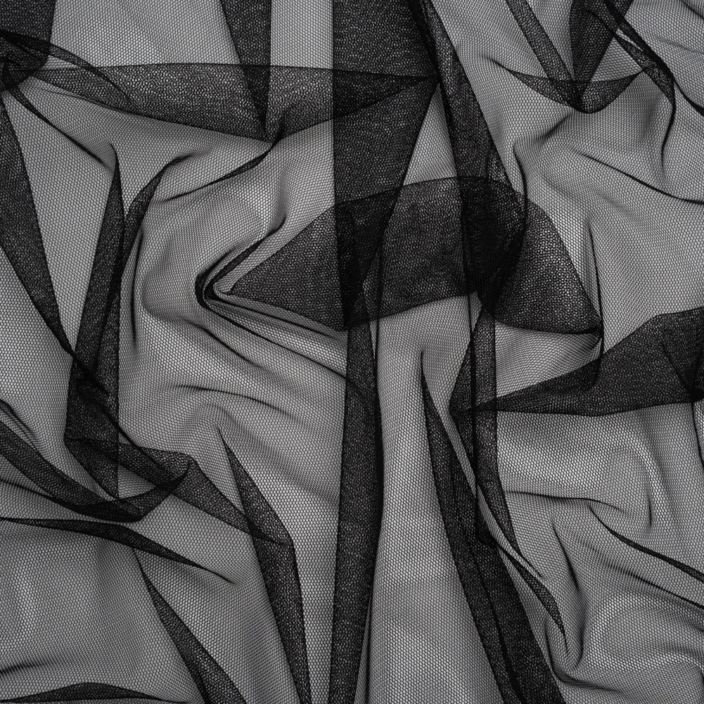 Polyester Mesh - Black - Designer Deadstock - Drape Polyester Mesh - Black - Designer Deadstock - Drape