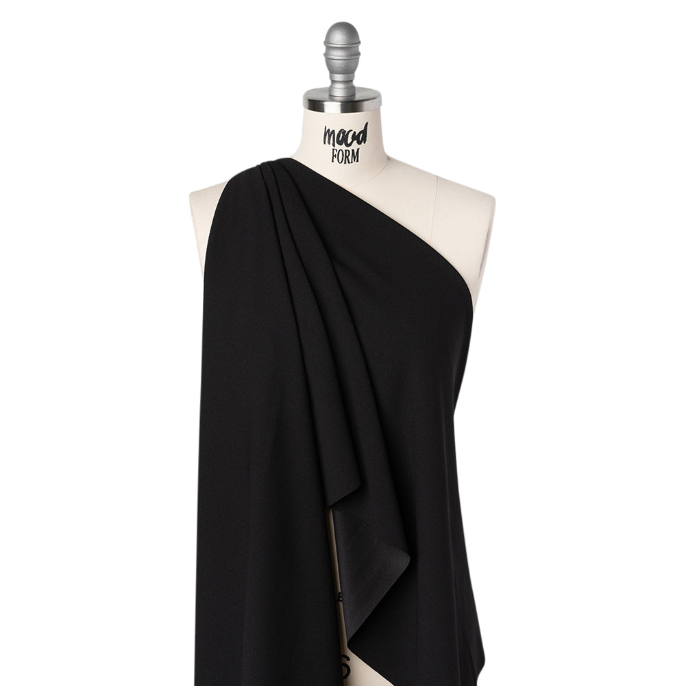Stretch Polyester Crepe Scuba Knit - Black - Designer Deadstock Stretch Polyester Crepe Scuba Knit - Black - Designer Deadstock