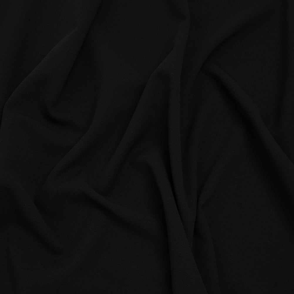 Stretch Polyester Crepe Scuba Knit - Black - Designer Deadstock Stretch Polyester Crepe Scuba Knit - Black - Designer Deadstock
