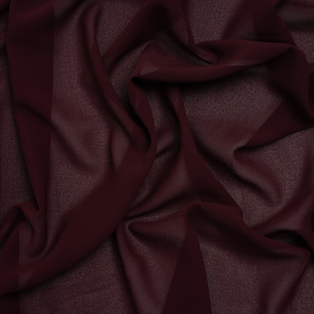 Polyester Chiffon - Burgundy - Designer Deadstock Polyester Chiffon - Burgundy - Designer Deadstock