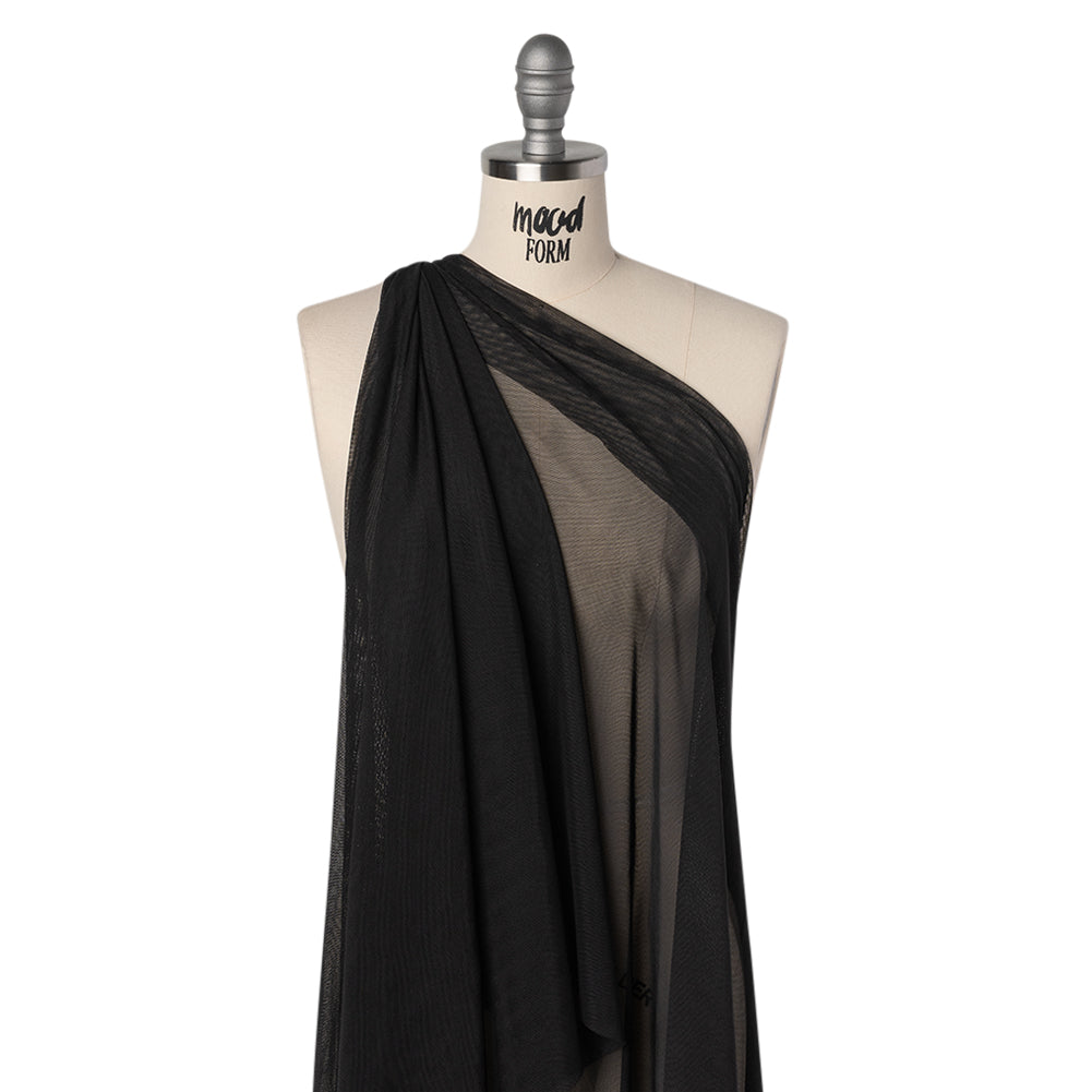 Stretch Polyester Mesh - Black - Designer Deadstock Stretch Polyester Mesh - Black - Designer Deadstock