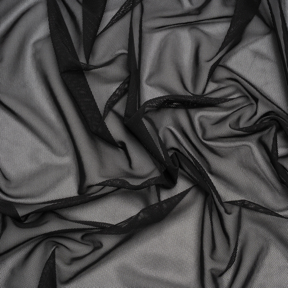Stretch Polyester Mesh - Black - Designer Deadstock Stretch Polyester Mesh - Black - Designer Deadstock