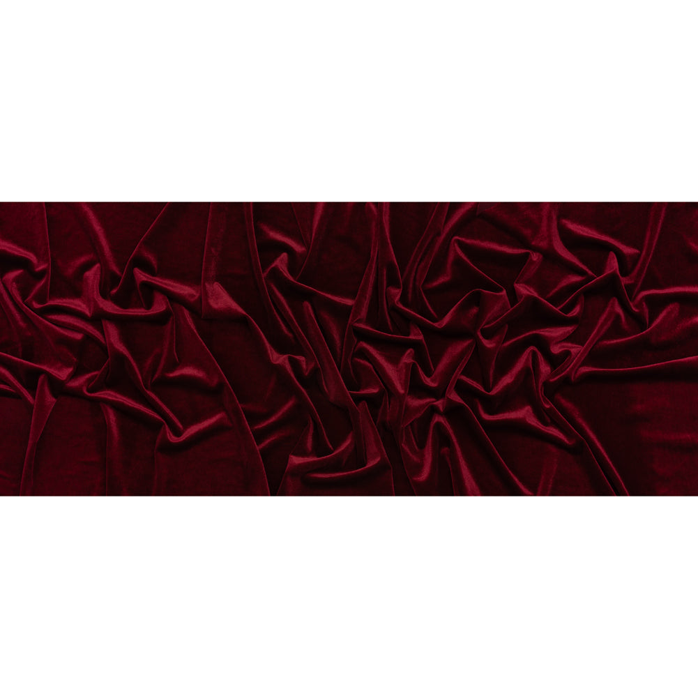 Stretch Polyester Velour - Wine Red - Designer Deadstock - Full Stretch Polyester Velour - Wine Red - Designer Deadstock - Full