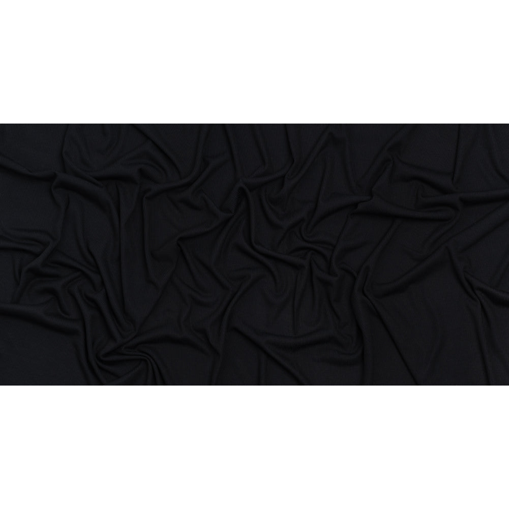 Stretch Rayon 2x2 Rib Knit - Black - Designer Deadstock Stretch Rayon 2x2 Rib Knit - Black - Designer Deadstock