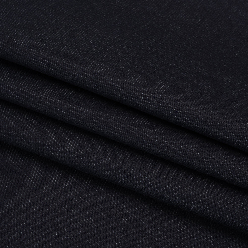 Medium Weight Stretch Cotton Denim Twill - Dark Indigo - Deadstock Medium Weight Stretch Cotton Denim Twill - Dark Indigo - Deadstock