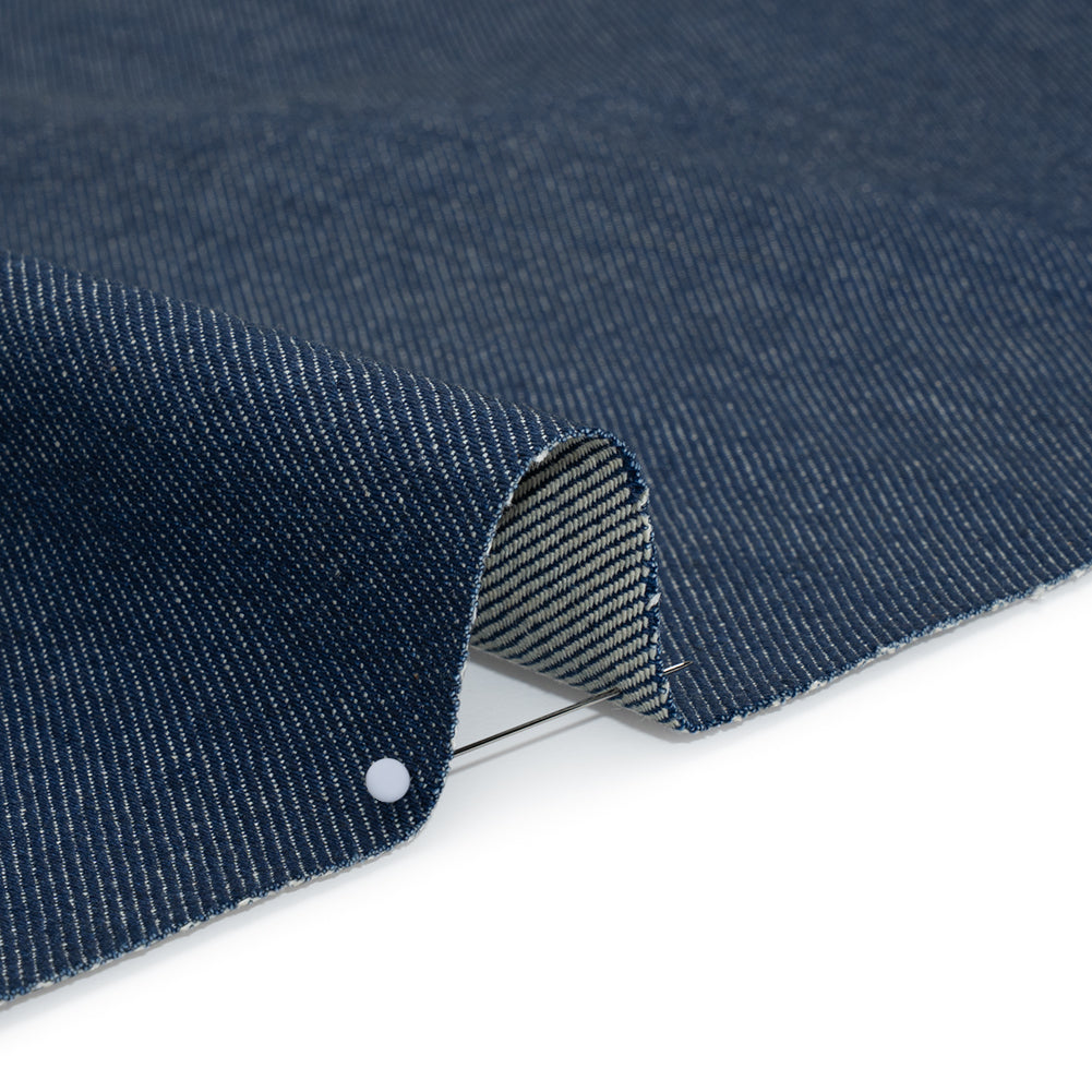 Lightweight Rigid Cotton Denim Twill - Light Indigo and Cream - Deadstock Lightweight Rigid Cotton Denim Twill - Light Indigo and Cream - Deadstock
