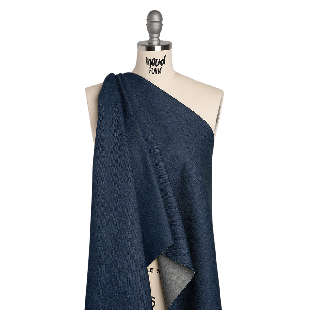 Lightweight Rigid Cotton Denim Twill - Light Indigo and Cream - Deadstock Lightweight Rigid Cotton Denim Twill - Light Indigo and Cream - Deadstock