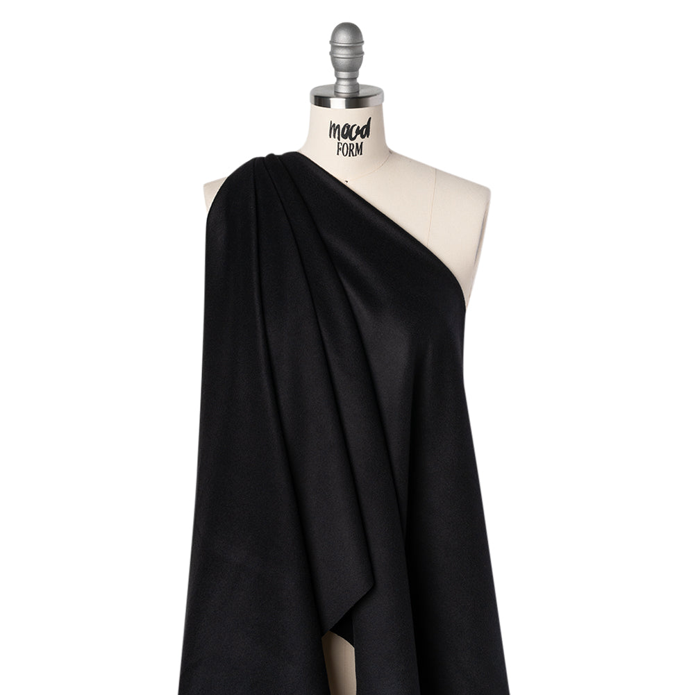 Wool and Cashmere Coating by Alexander McQueen - Black - Designer Deadstock - Drape Wool and Cashmere Coating by Alexander McQueen - Black - Designer Deadstock - Drape