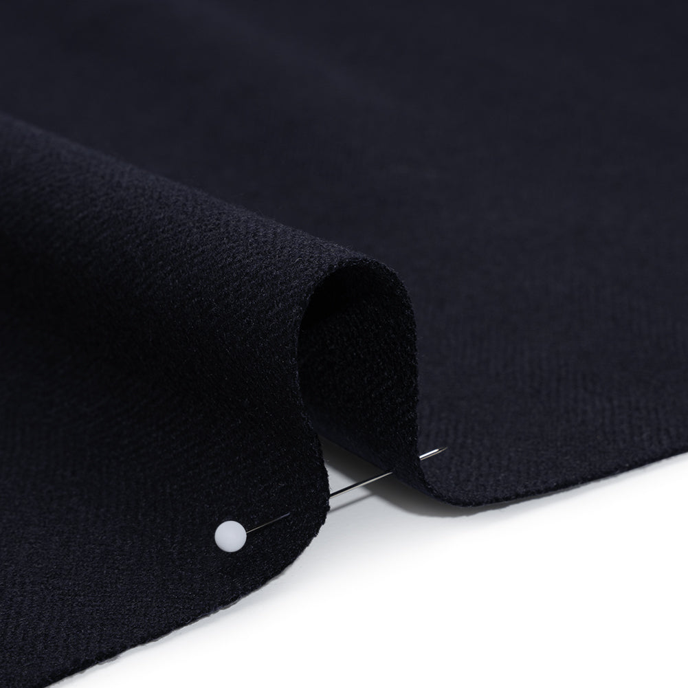 Heavyweight Wool Herringbone Twill Suiting by Alexander McQueen - Navy Blue - Designer Deadstock - Detail Heavyweight Wool Herringbone Twill Suiting by Alexander McQueen - Navy Blue - Designer Deadstock - Detail