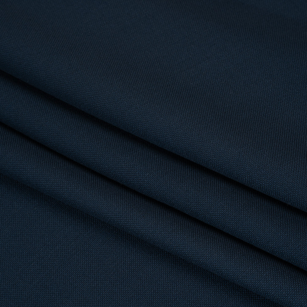 Wool Basketweave Suiting by Alexander McQueen - Navy Blue - Designer Deadstock - Folded Wool Basketweave Suiting by Alexander McQueen - Navy Blue - Designer Deadstock - Folded