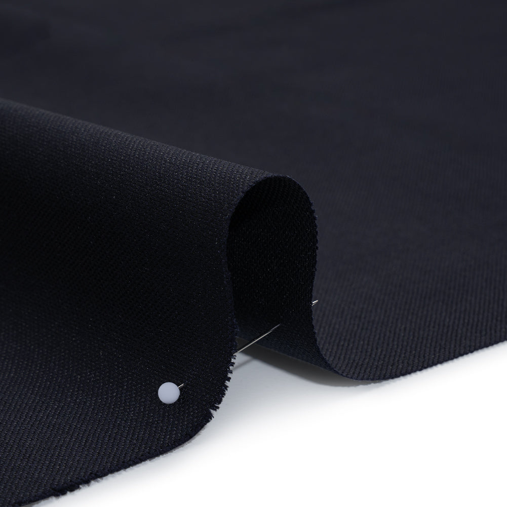 Wool Basketweave Suiting by Alexander McQueen - Dark Navy - Designer Deadstock - Detail Wool Basketweave Suiting by Alexander McQueen - Dark Navy - Designer Deadstock - Detail